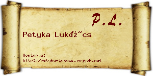 Petyka Lukács névjegykártya